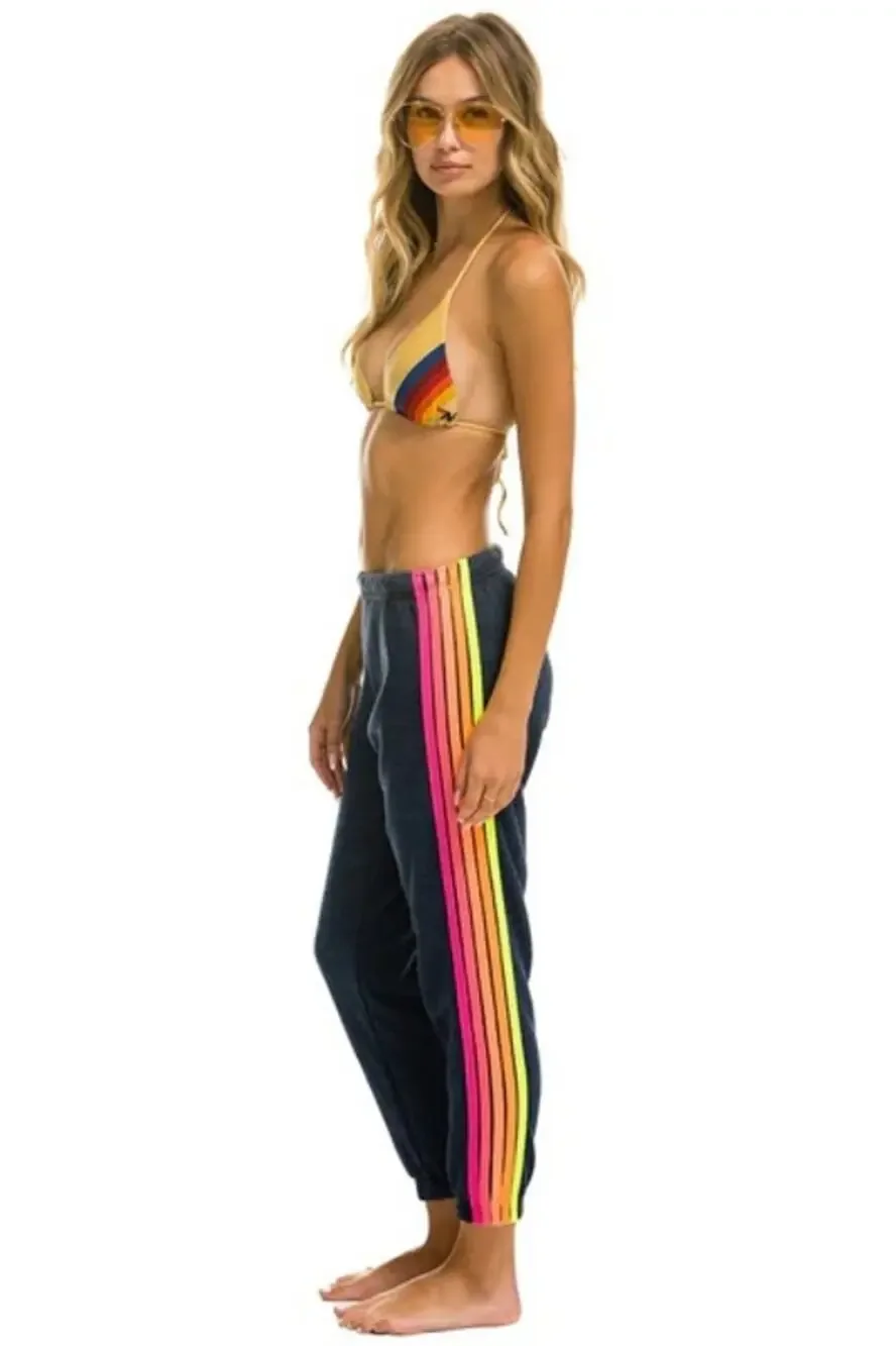 Aviator Nation | 5 Stripe Neon Rainbow Women’s Large Heather Dark Gray Joggers